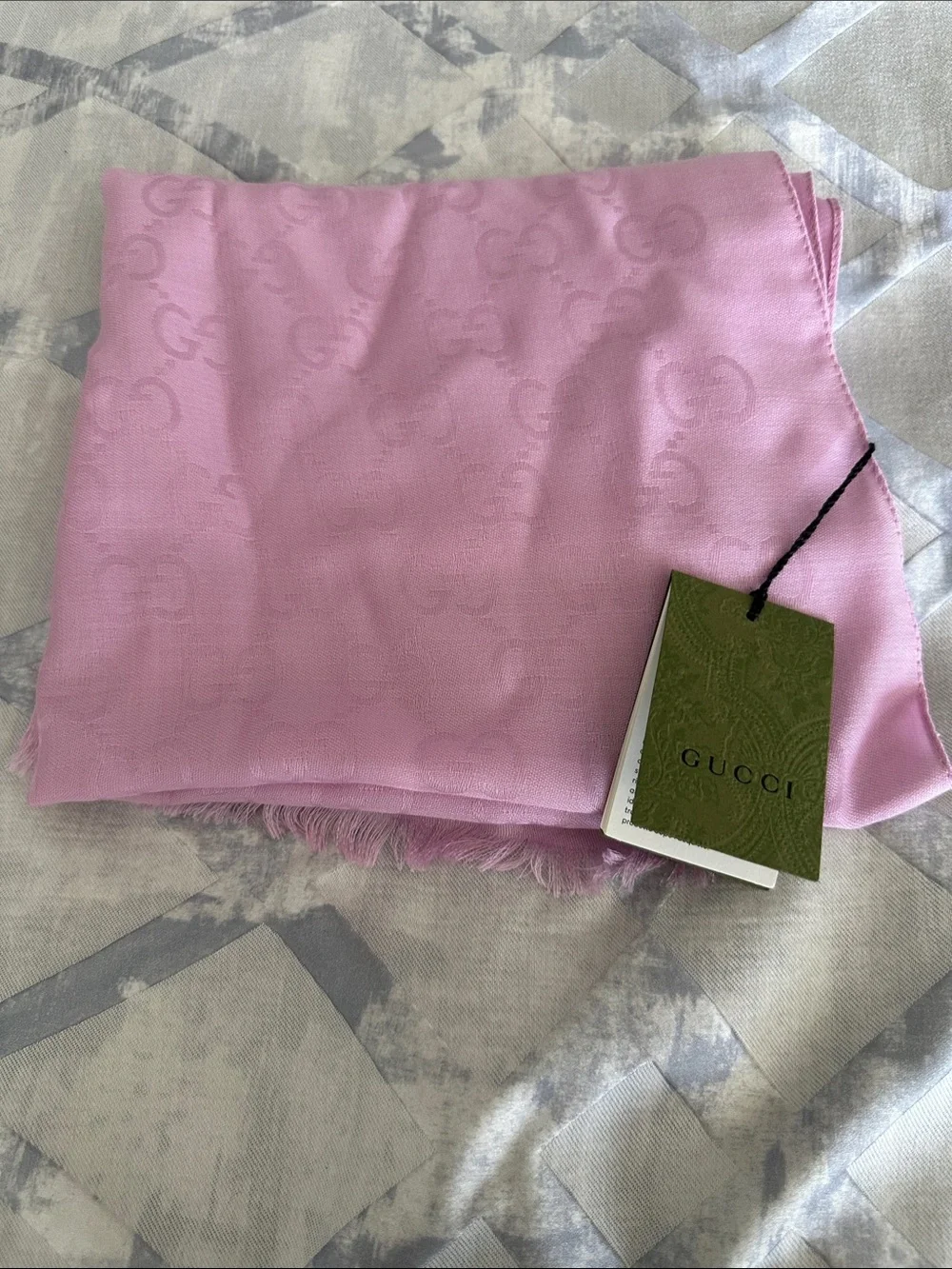 Gucci Pink Monogram Silk Scarf